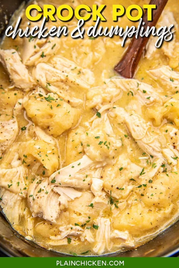 Crock Pot Chicken and Dumplings Recipe | Crockpot chicken and dumplings, Dumplings for soup, Crockpot dishes