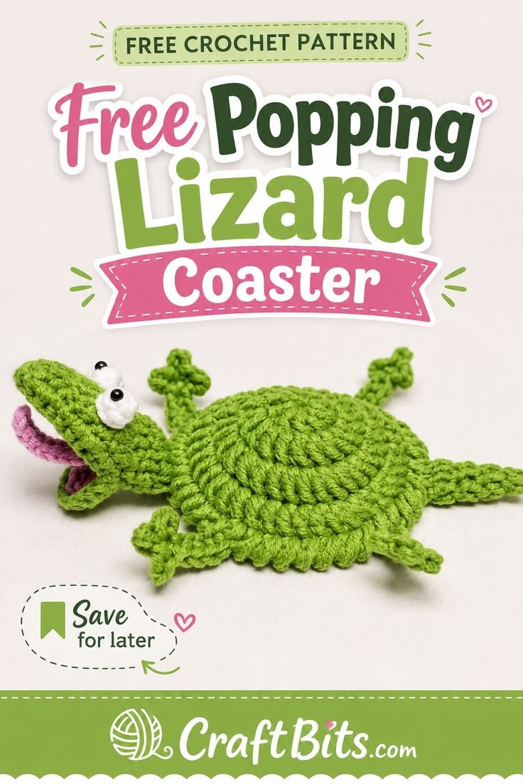 Free Crochet Pattern – Popping Lizard Coaster