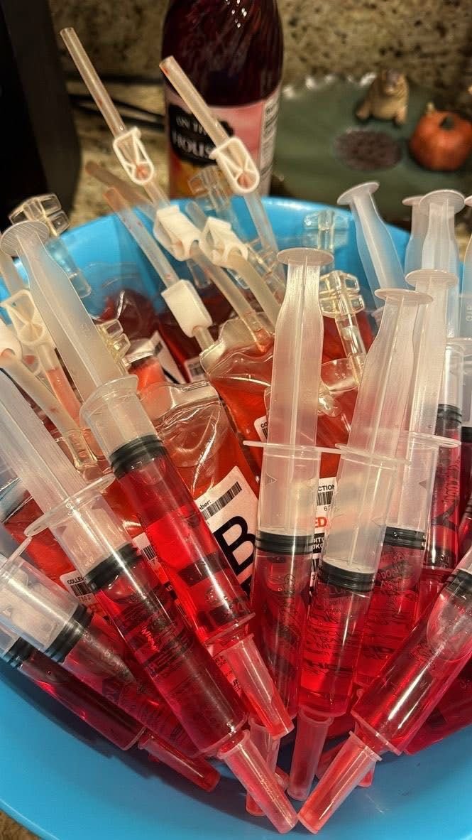 Party favors halloween | 21 birthday party favors goth, Halloween themed party gifts, Blood shots
