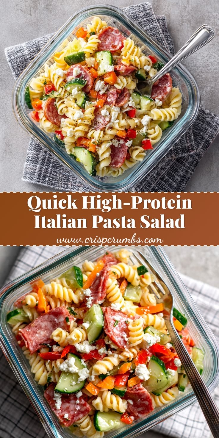 Easy High-Protein Italian Pasta Salad (Quick Meal Prep Recipe!)
