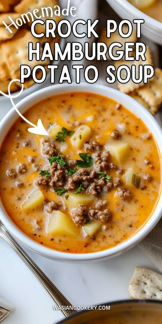 Crock Pot Hamburger Potato Soup - Wasian Cookery