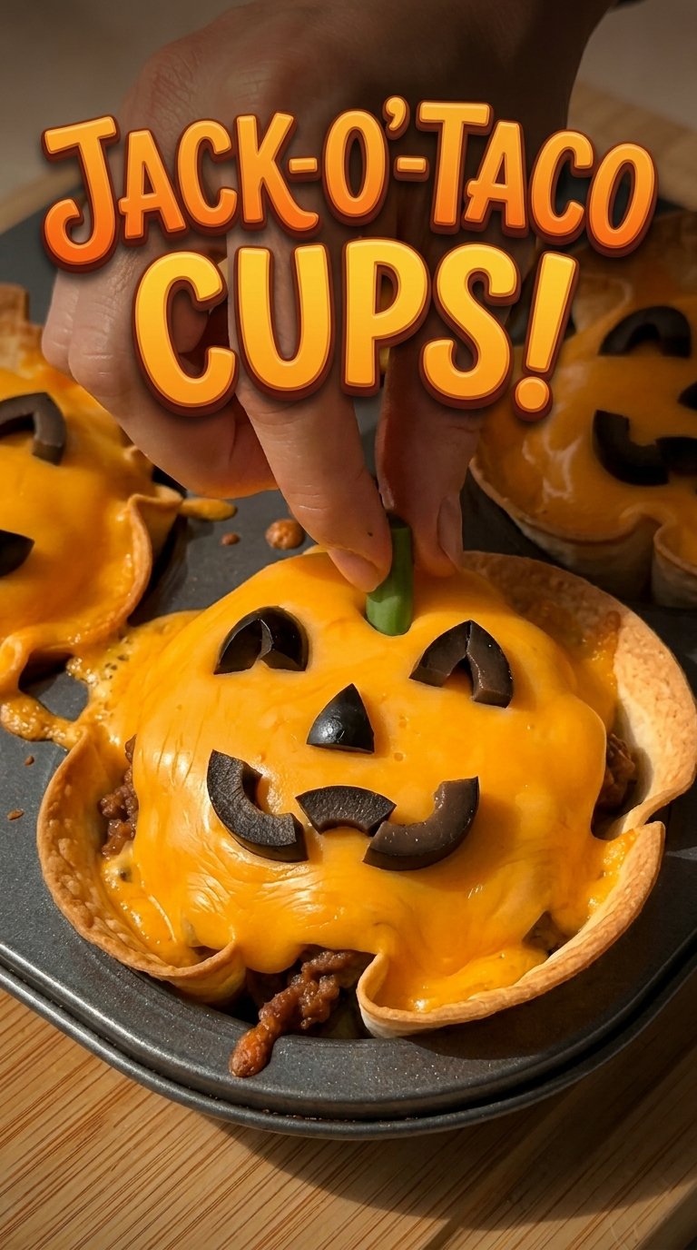Spooky Jack-O'-Taco Cups: Cheesy Halloween Snack Recipe