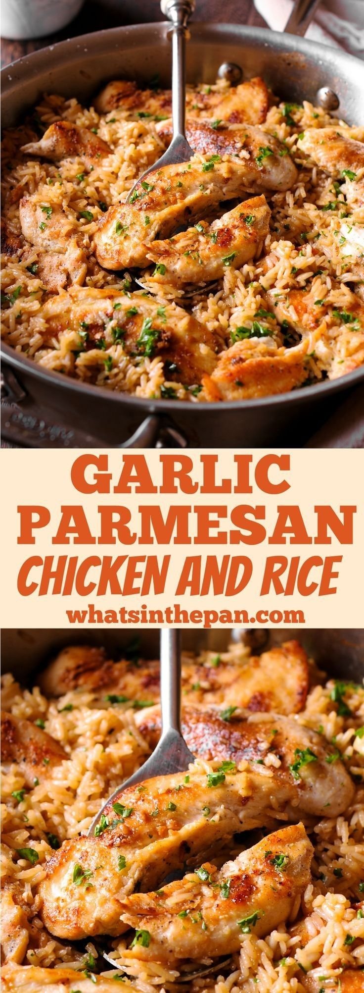 Delicious Chicken with Garlic Parmesan Rice | Garlic Parmesan Rice with Juicy Chicken Tenders, One-Pot Garlic Parmesan Chicken and Rice, Chicken Dinner Recipes