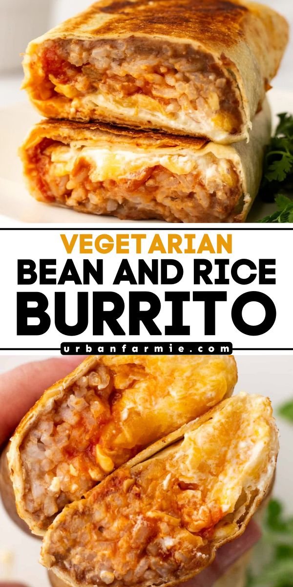 Vegetarian Bean and Rice Burrito - Vegetarian Dinner Idea