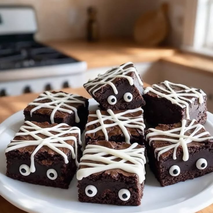 Moonlit Mummy Brownies Recipe Instant Easy Printable Halloween Dessert Digital Download Fudgy Guide