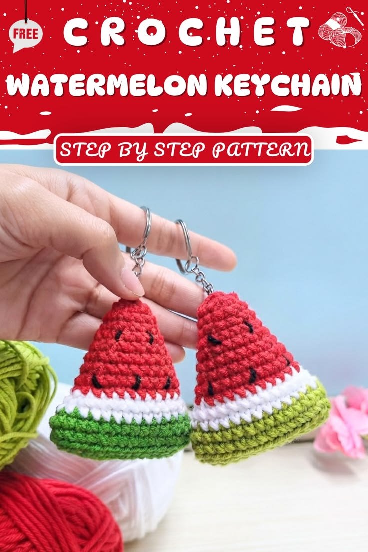 Free Crochet Watermelon Keychain Pattern