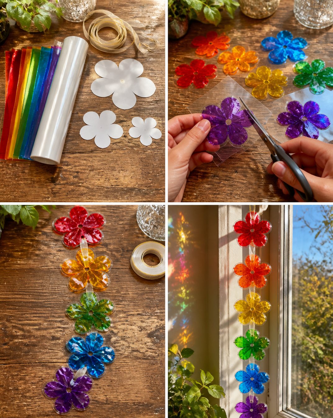 Rainbow Prism Floral Window Chain for Decorative Hanging 15 Rainbow Prism Flower Window Chain - Decorative Window Hanging