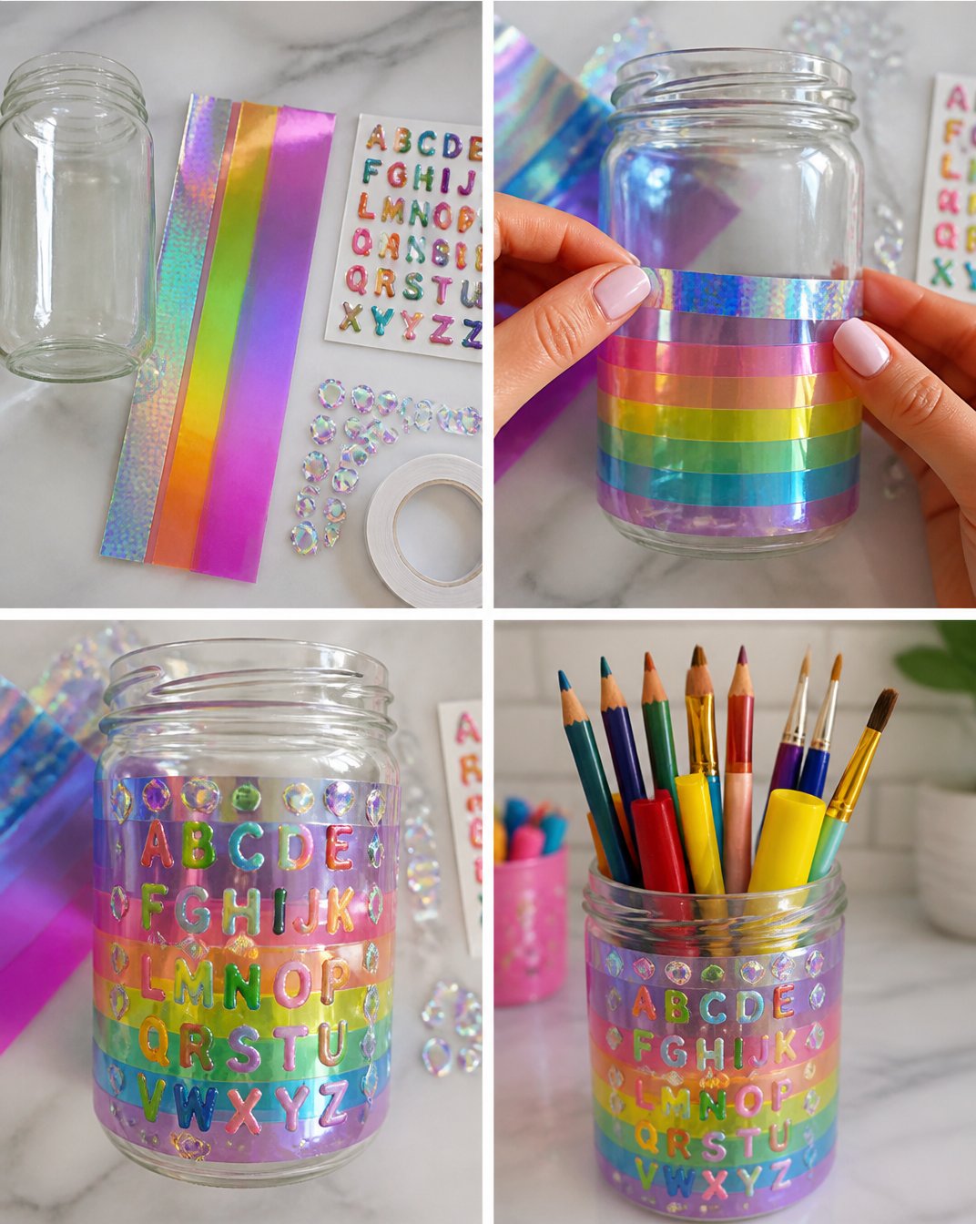Holographic Pencil Jar for Back-to-School Supplies
