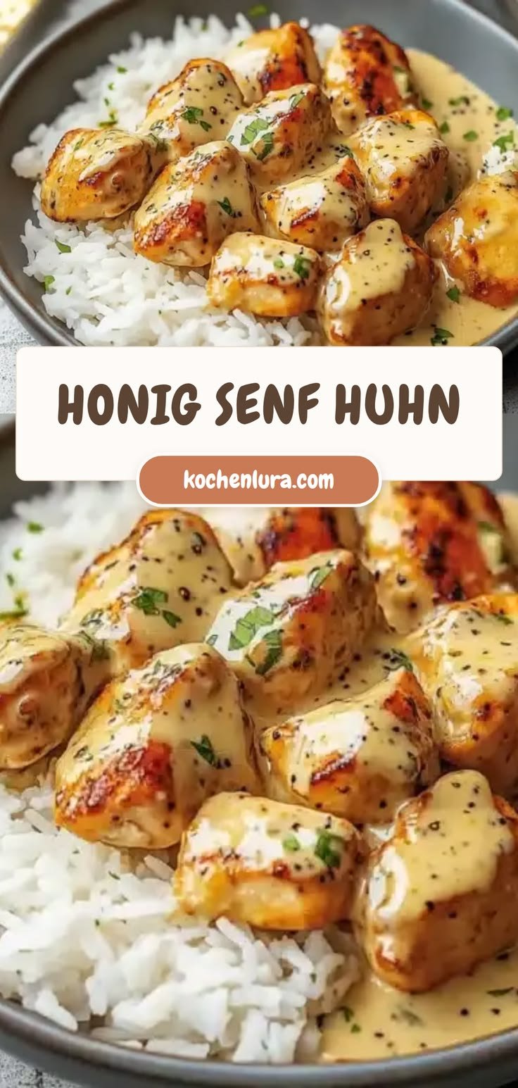 Cremiges Honig Senf Hähnchen mit Reis – Schnell & Lecker