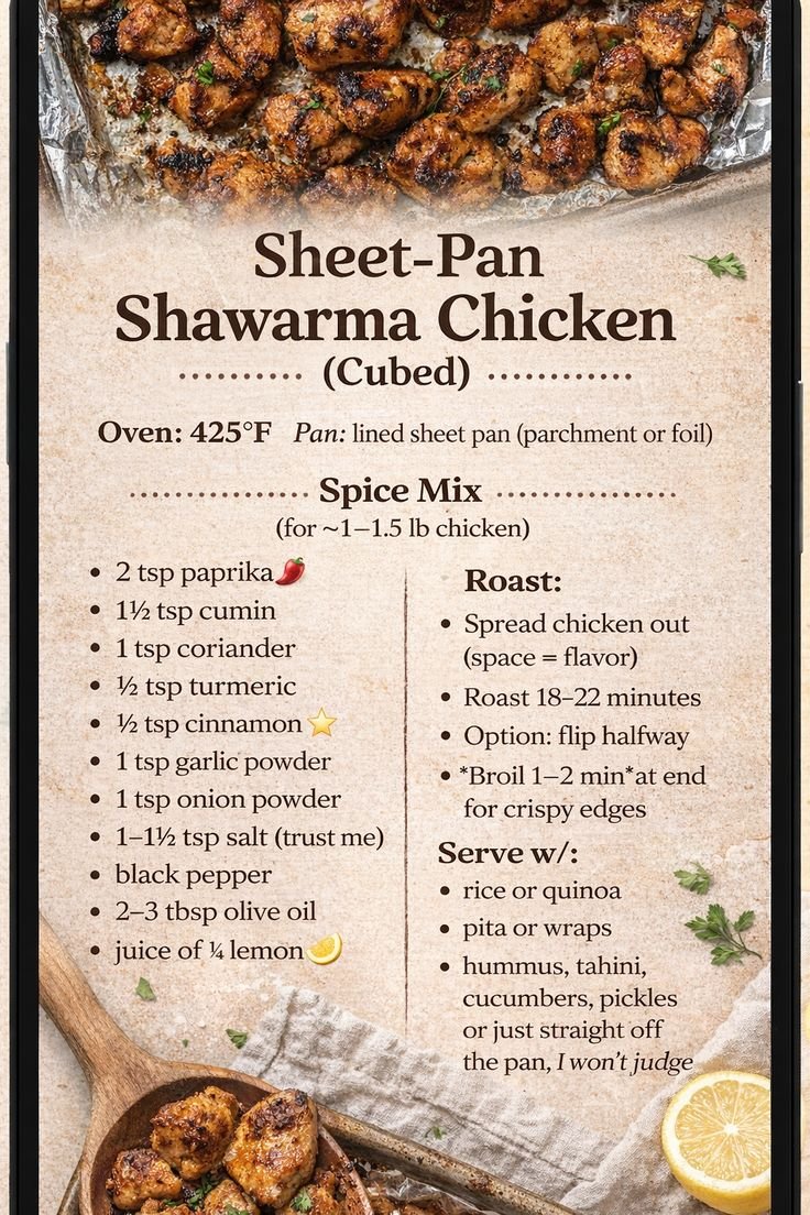 Sheet pan chicken shawarma