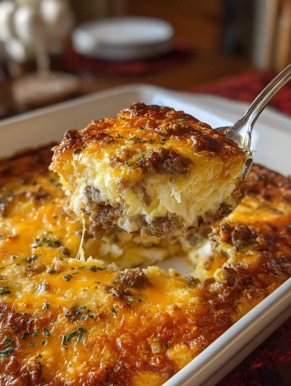 Sausage and Cream Cheese Hash Brown Breakfast Casserole