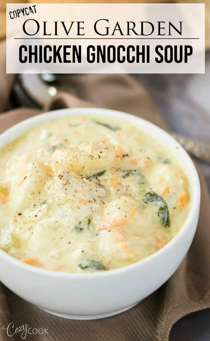 Creamy Chicken Gnocchi Soup Recipe | Chicken an gnocchi soup, Homemade chicken gnocchi soup, Olive garden chicken gnocchi soup recipe