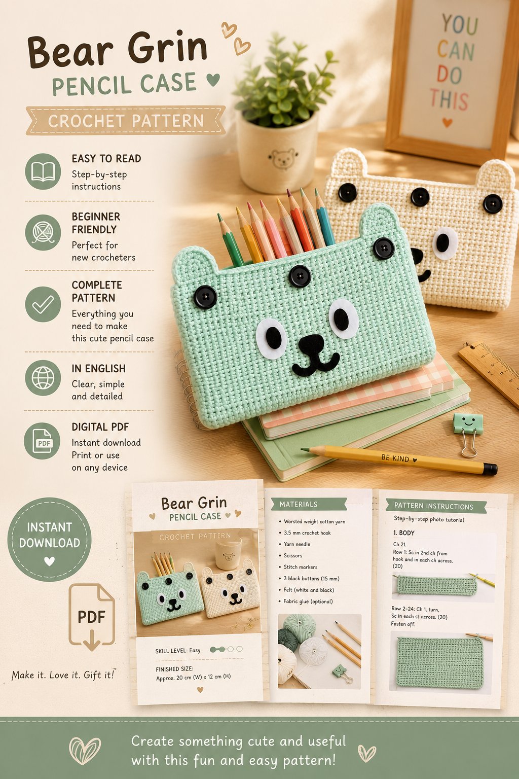 How to Crochet a Bear Pencil Case 6 Crochet an Adorable Bear Pencil Case
