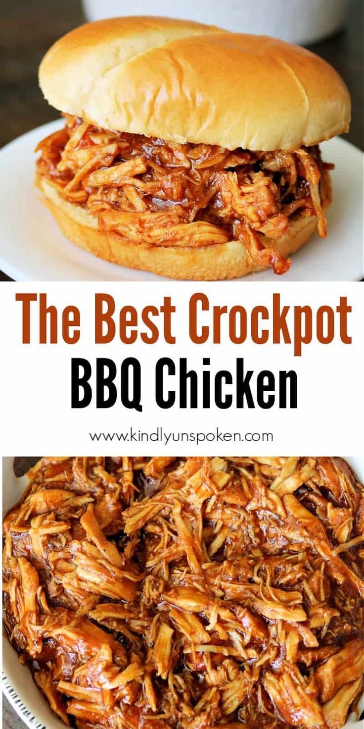 The Best Crockpot BBQ Chicken (Easy Pulled Chicken) - Kindly Unspoken | Recipe | Chicken crockpot re