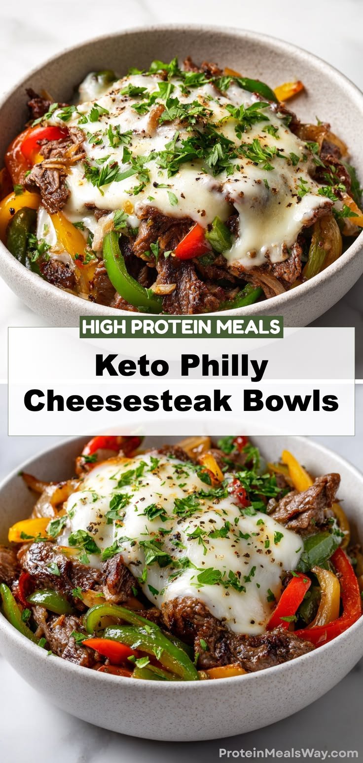 Keto Philly Cheesesteak Bowls | High-Protein Comfort Food