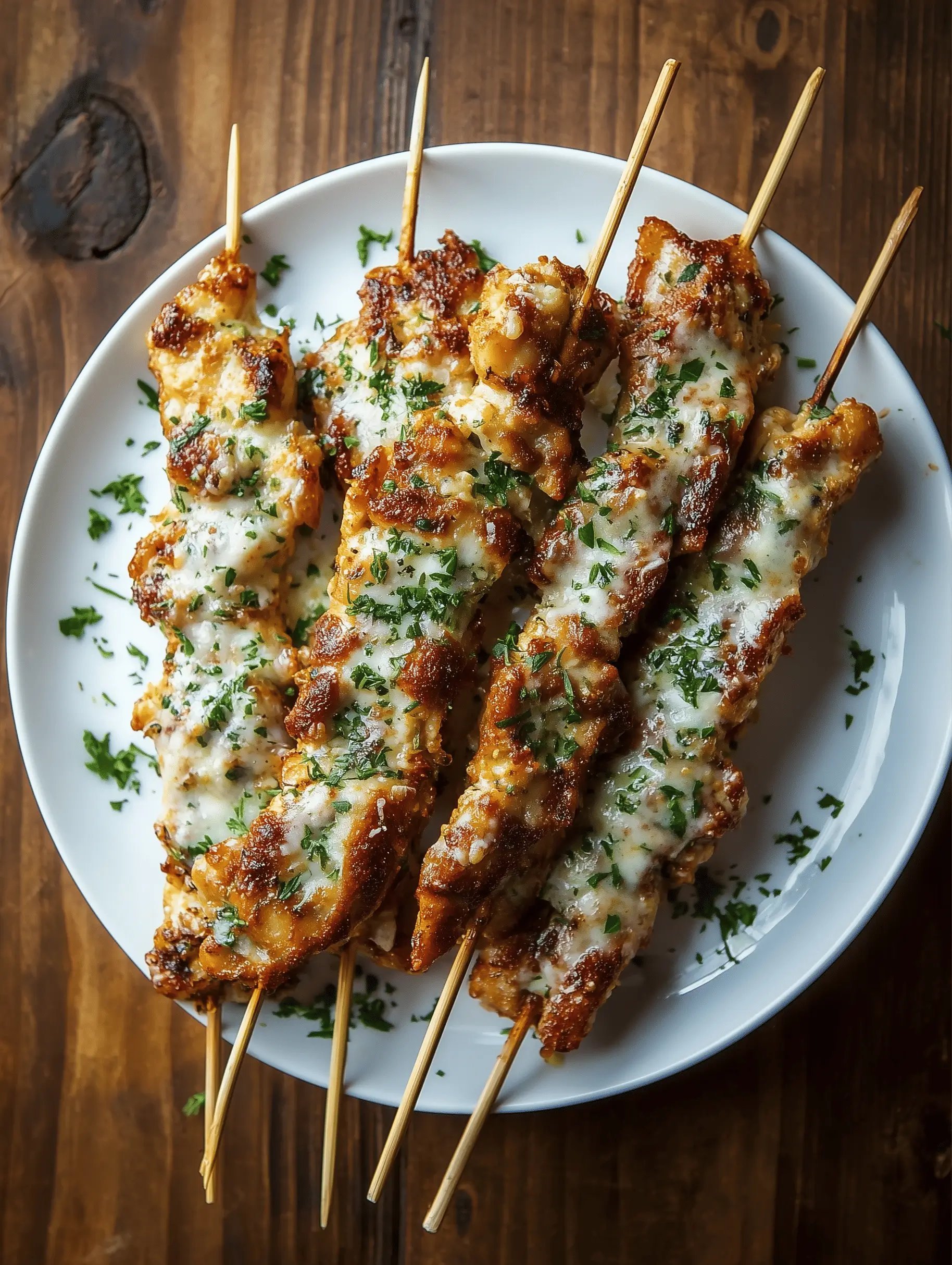 Air Fryer Garlic Parmesan Chicken Skewers