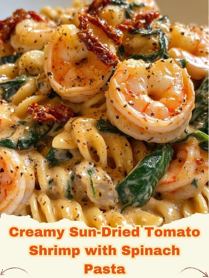 Creamy Sun-Dried Tomato Shrimp with Spinach Pasta