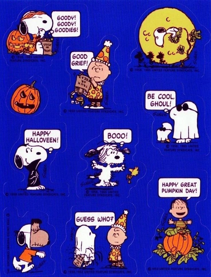 1970s halloween aesthetic | Peanuts stickers for scrapbooking, Halloween snoopy design, Snoopy stickers
