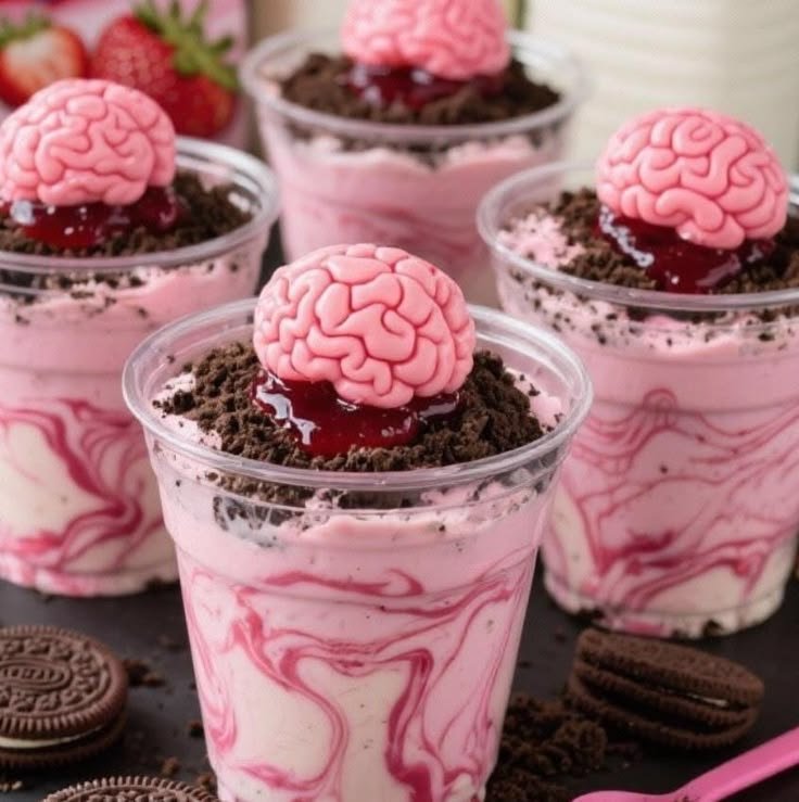 Zombie Brain Dirt Cups  Recipe (Digital PDF Download )