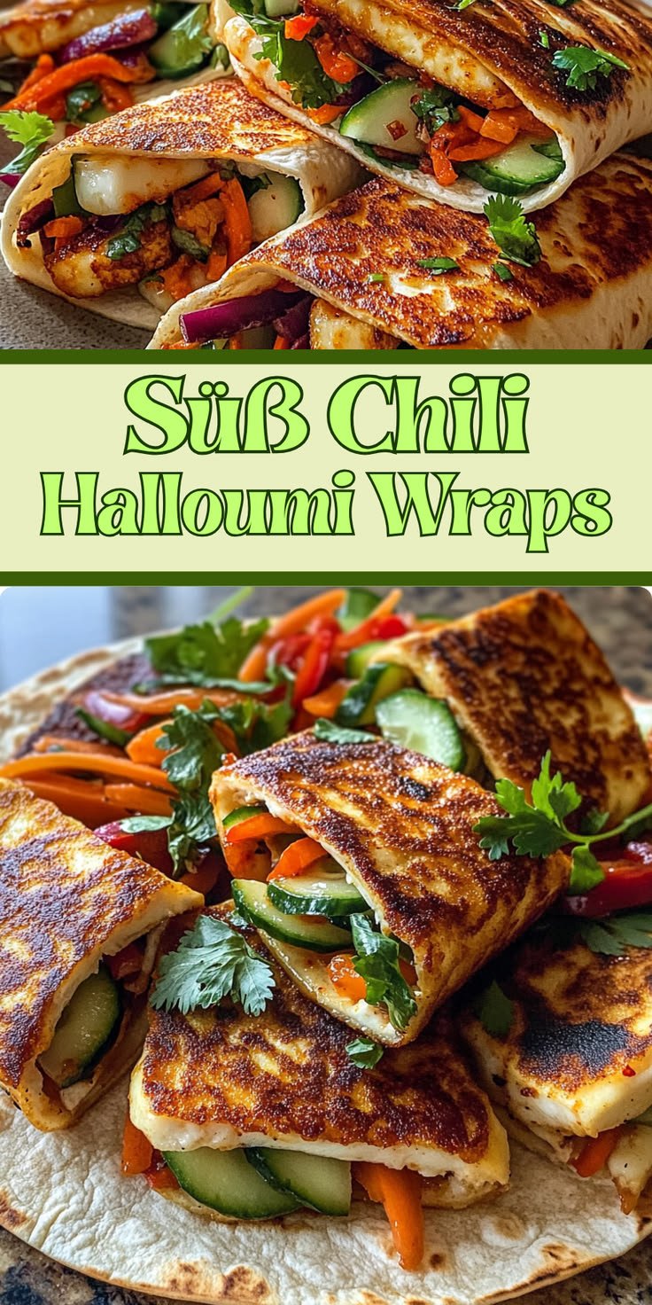 Vegetarische Süß-Chili-Halloumi-Wraps