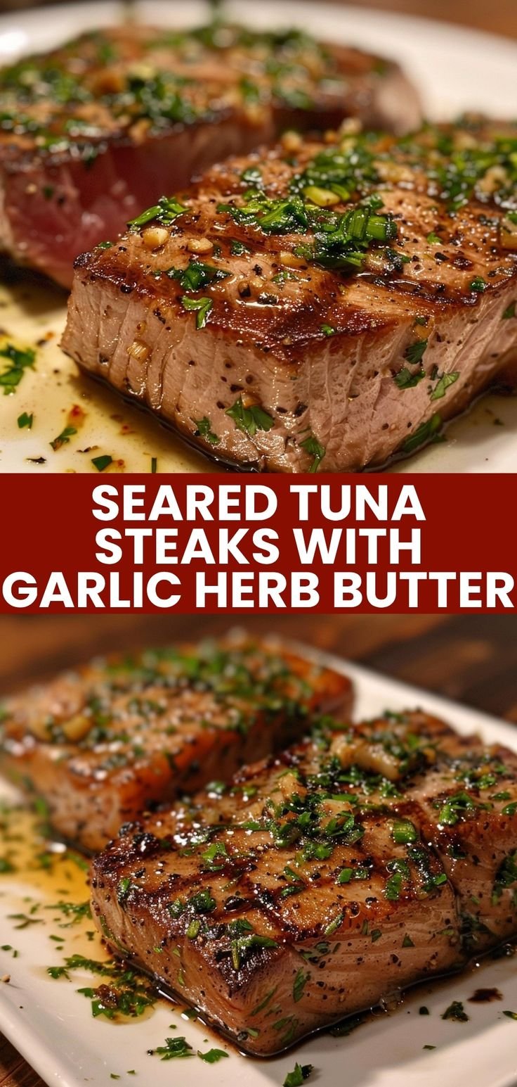 Perfect Seared Tuna Steaks - Garlic Herb Butter Recipe