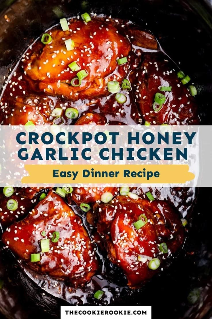 Crock Pot Honey Garlic Chicken Recipe | Crock pot honey garlic chicken thighs, Easy crock pot honey garlic chicken, Crockpot honey garlic chicken