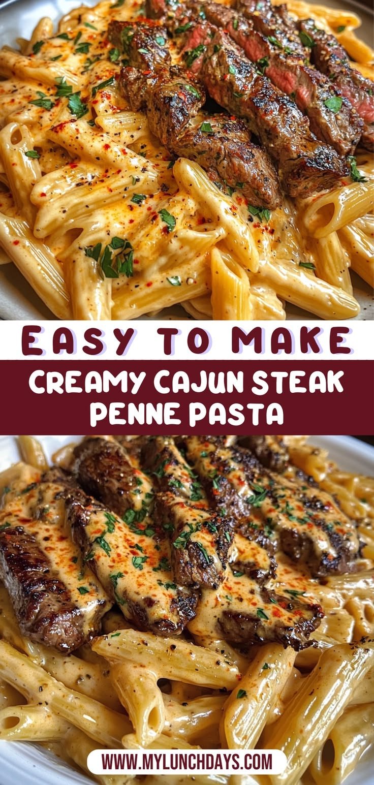 Creamy Cajun Steak Penne Pasta: A Cheesy, Delicious Dinner Recipe with Cream Sauce!