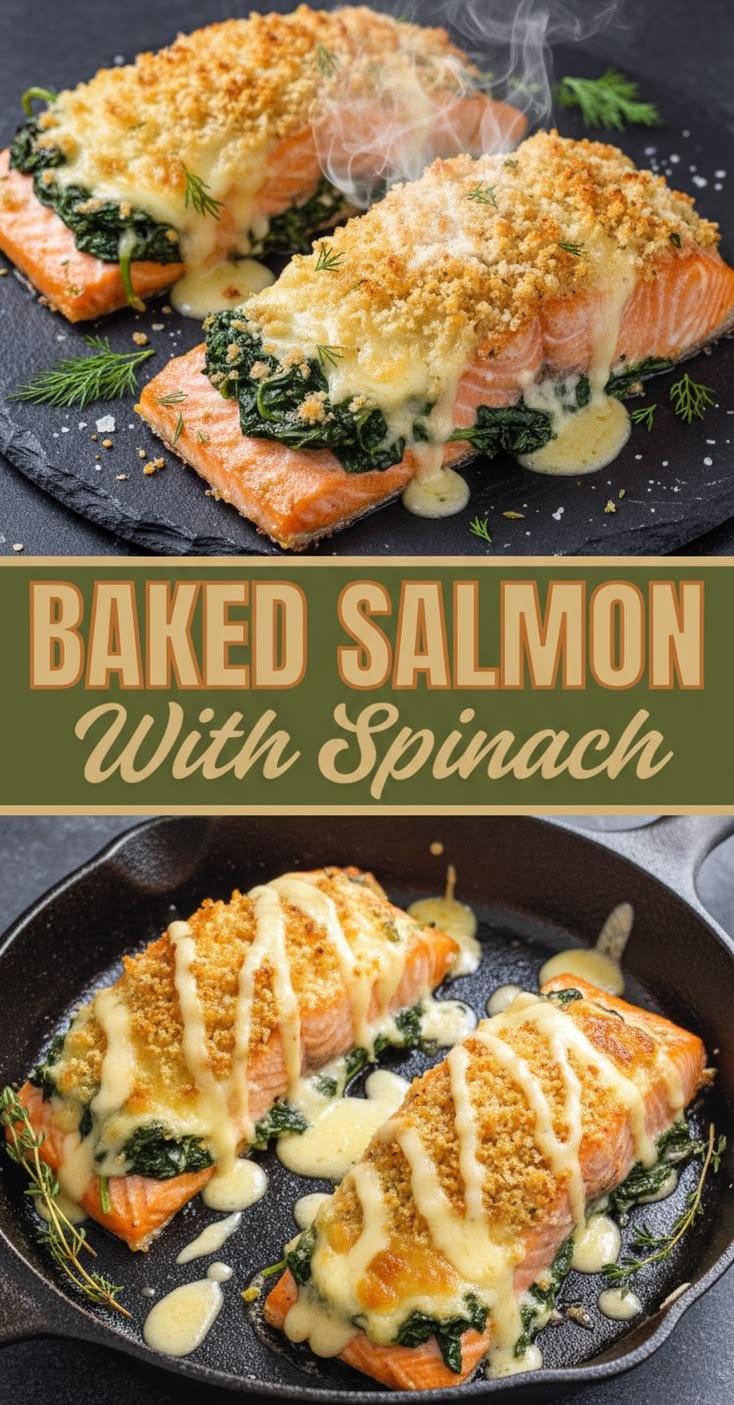 Baked Salmon with Spinach