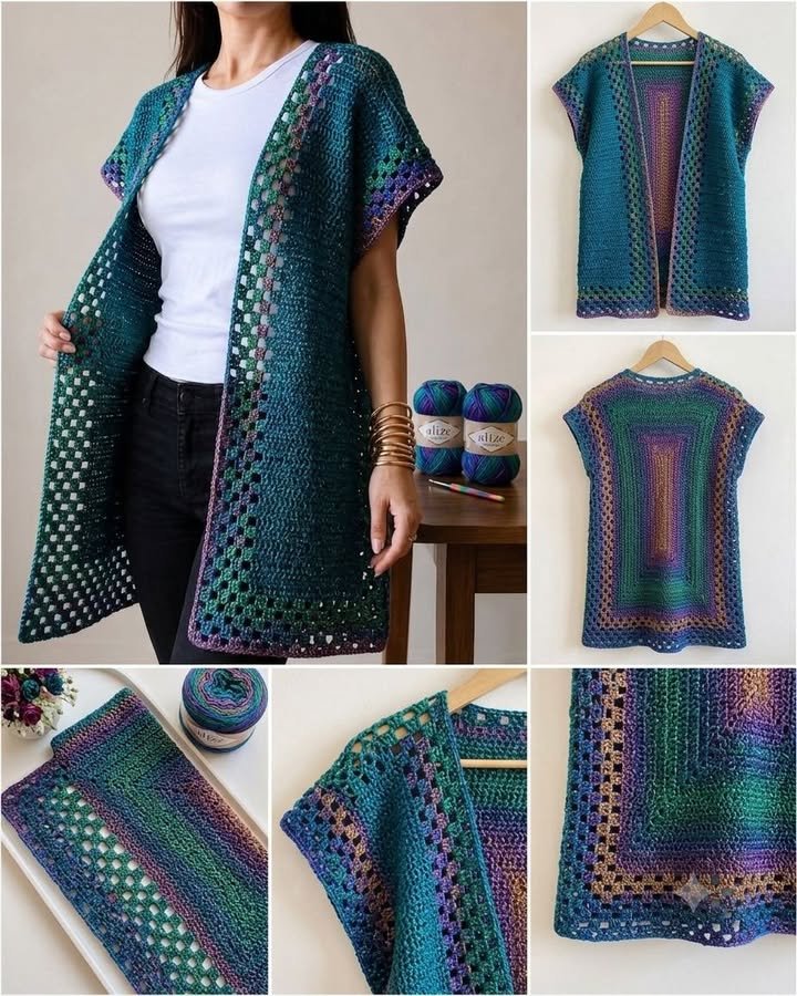 Keine komplizierte Formgebung nötig! 😍 Der geheime rechteckige Strickcardigan, den jeder Anfänger und Profi ausprobieren sollte. 📌