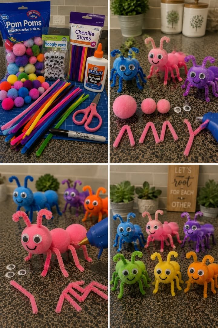DIY Colorful Pipe Cleaner Ants