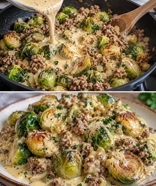 Rosenkohl Hackfleisch Pfanne in Sahnesauce - Kochen Mit Uns