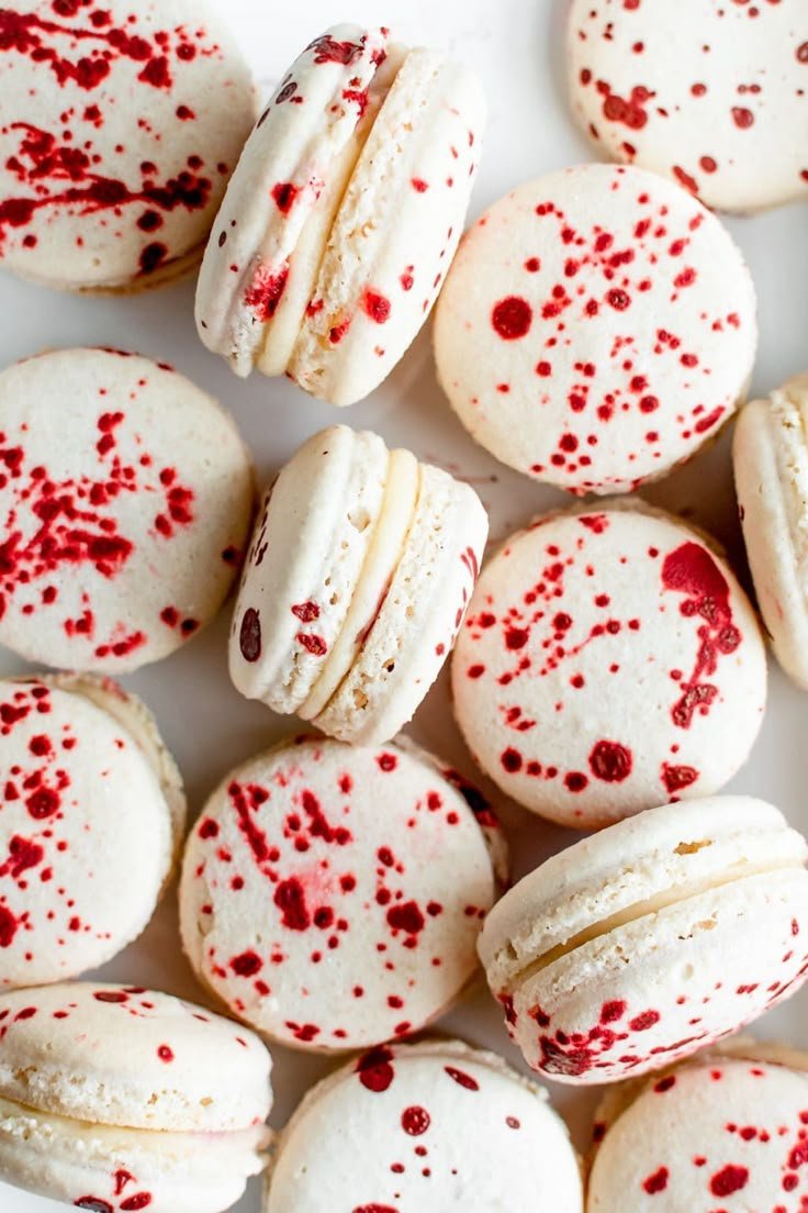 Spooky Halloween Macarons | Zombie party food, Best macaron recipe, White food coloring