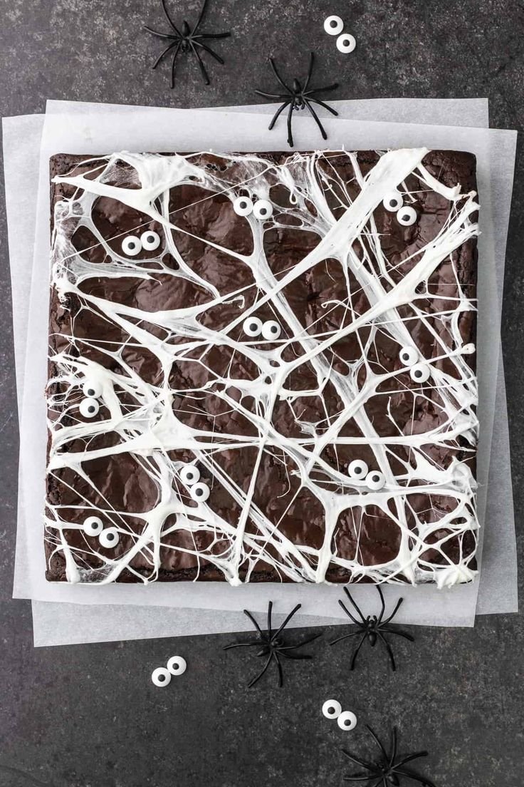 Spider Web Olive Oil Brownies