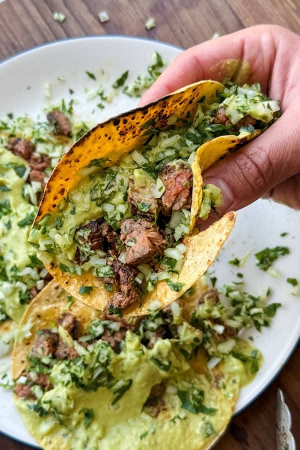 Grilled Steak Tacos with Avocado Salsa