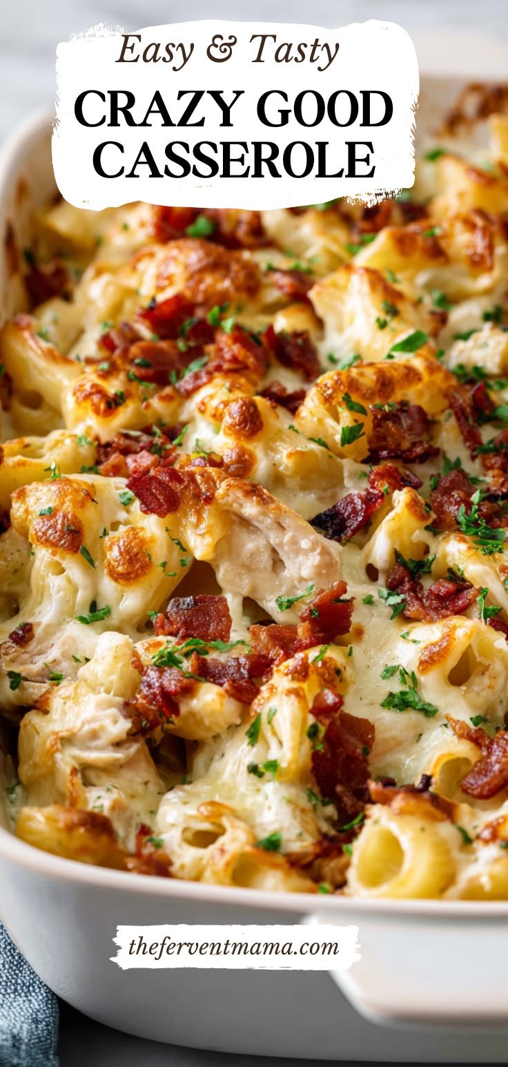 Crazy Good Casserole | What to make with leftover chicken and cream of chicken soup, Chicken pasta casserole with left over chicken, Side casseroles