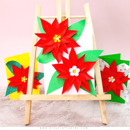 Easy Poinsettia Christmas Card - Arty Crafty Kids