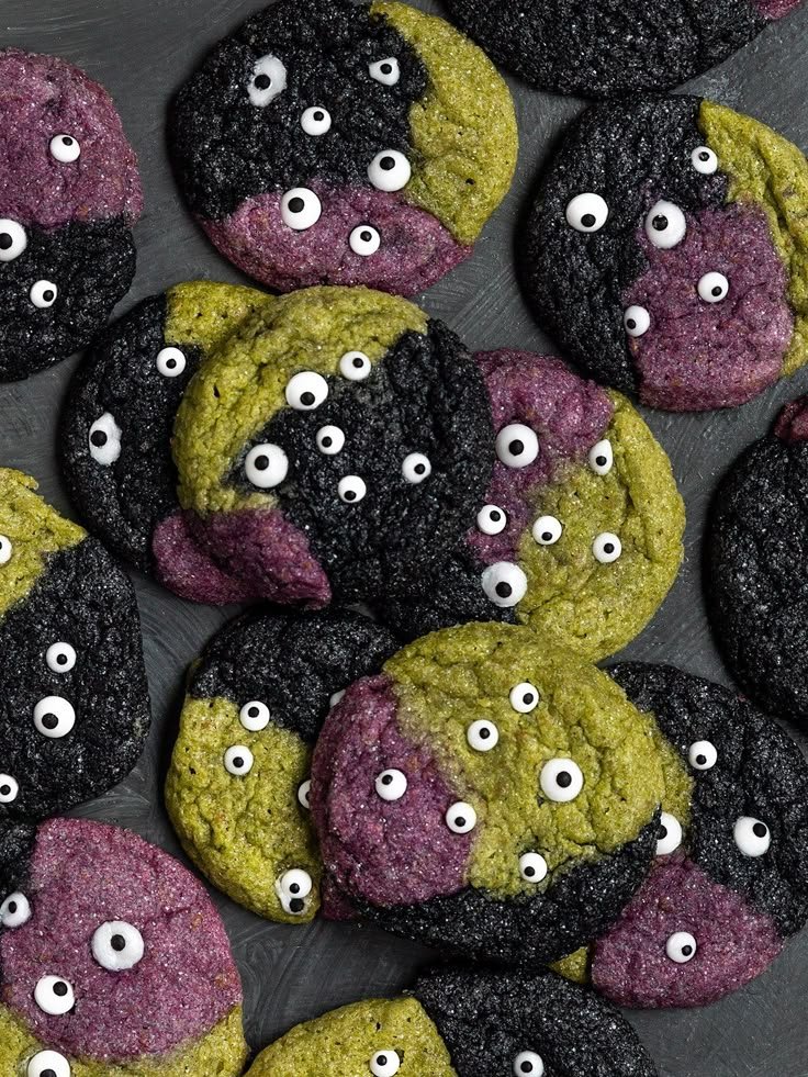 Spooky Vegan Halloween Monster Cookies | Vegan monster cookies, Vegan halloween cookies recipes, Halloween bakes