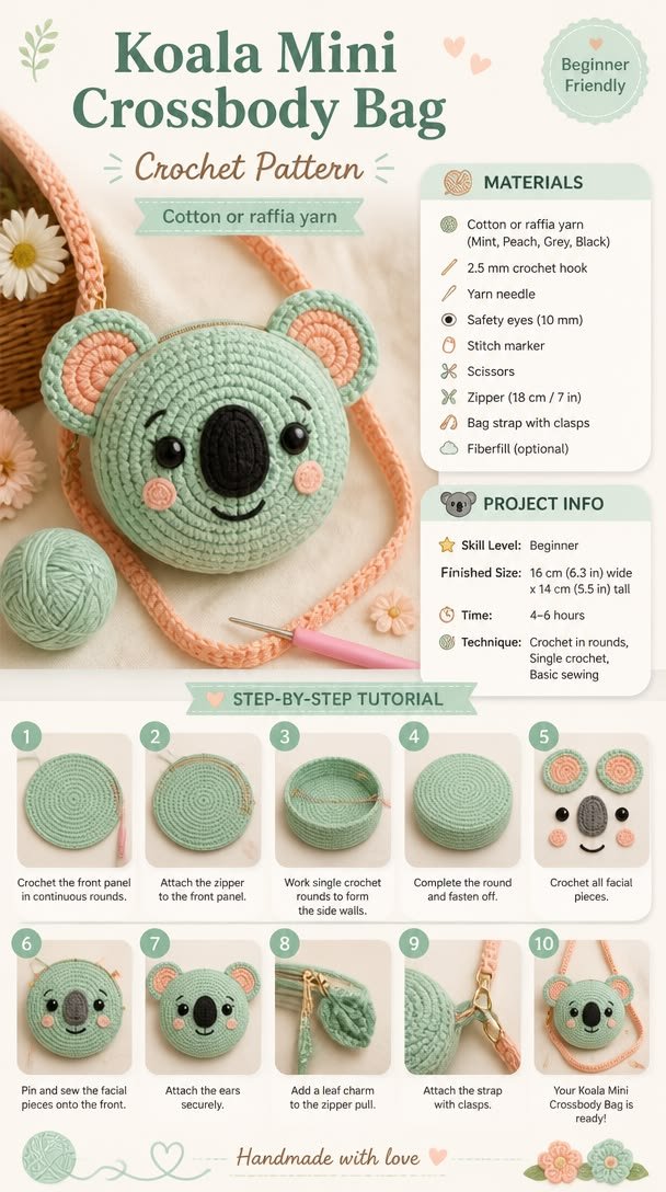 Koala Mini Crossbody Bag Crochet Pattern