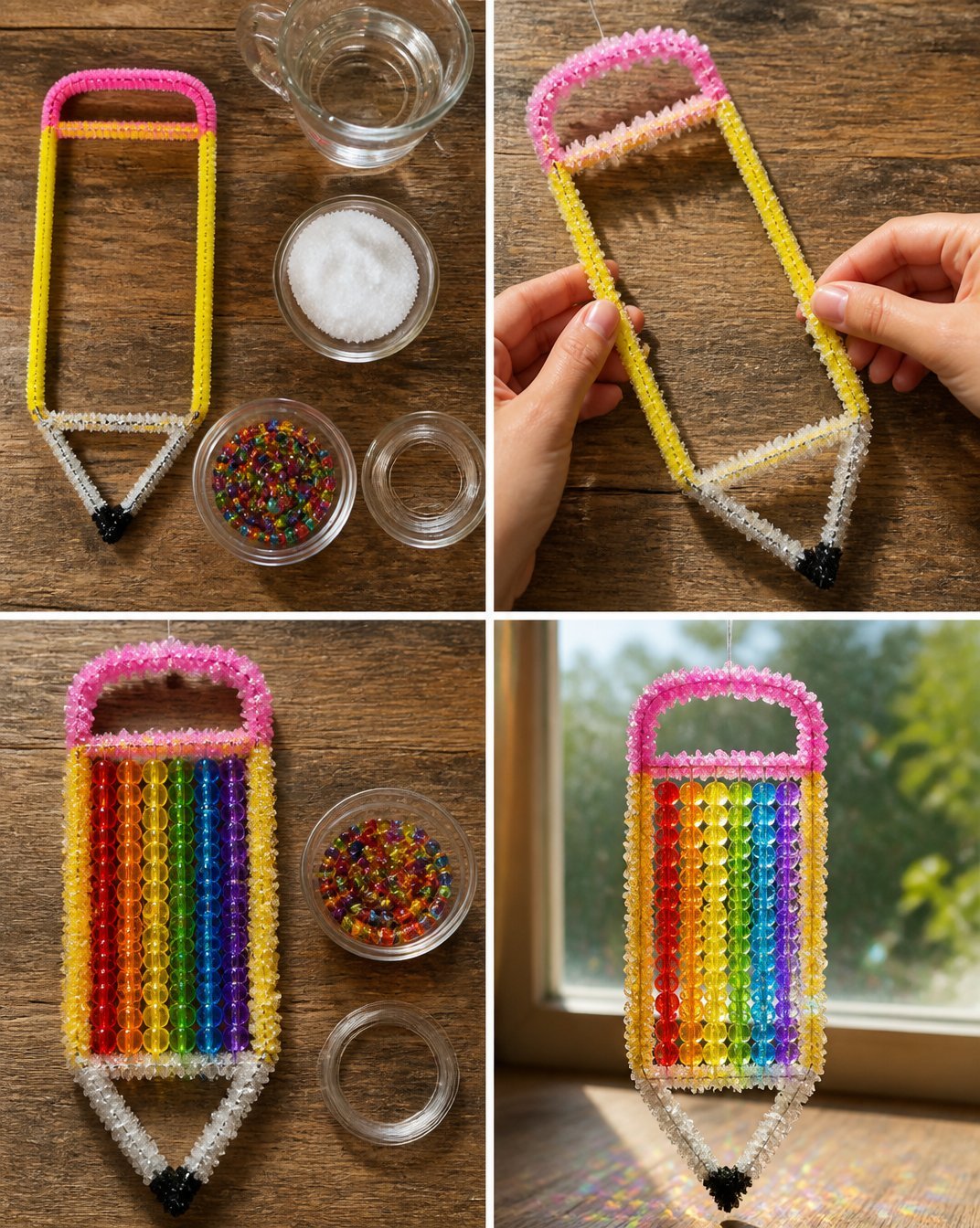 Iridescent Pencil-Shaped Crystal Sun Catcher with Rainbow Hues 18 Rainbow Crystal Pencil Suncatcher