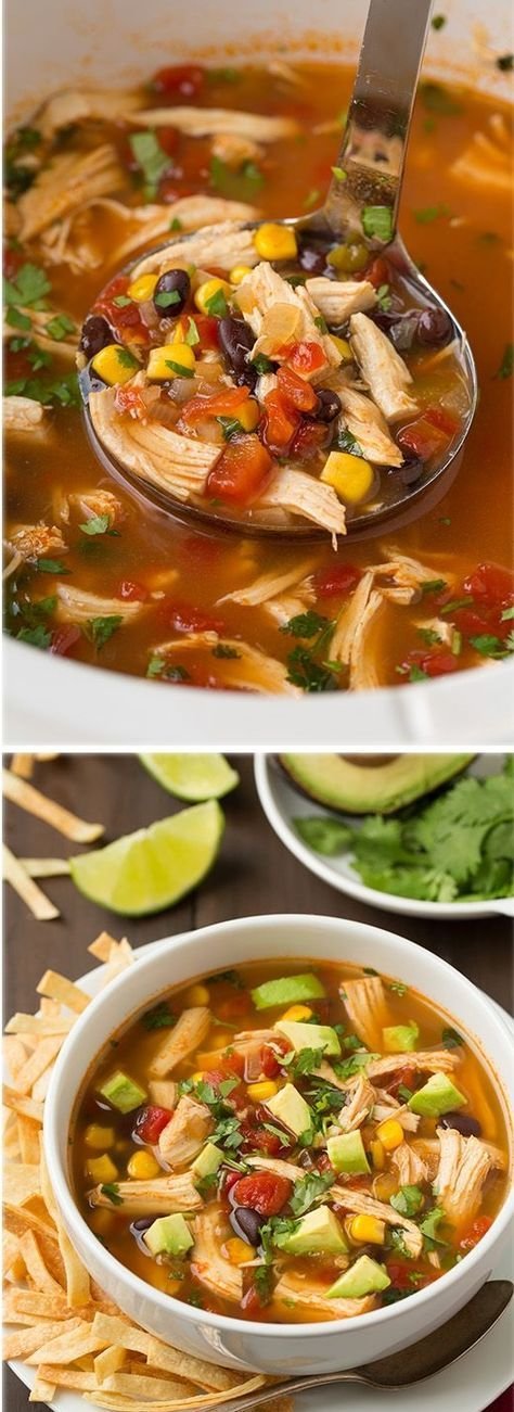Slow Cooker Chicken Tortilla Soup Recipe | Chx tortilla soup, Tortilla soup in crockpot, Soup recipes