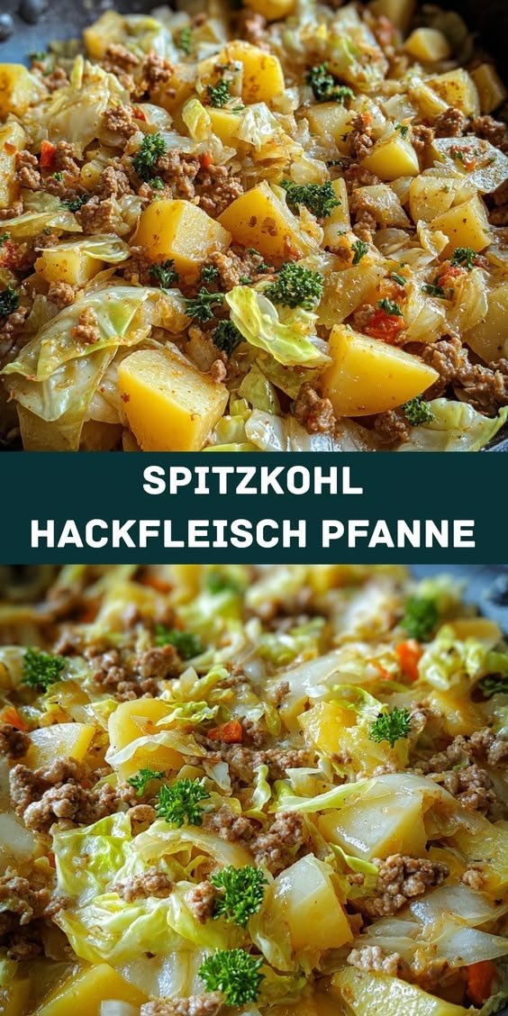 Spitzkohl-Kartoffel-Pfanne mit Hackfleisch