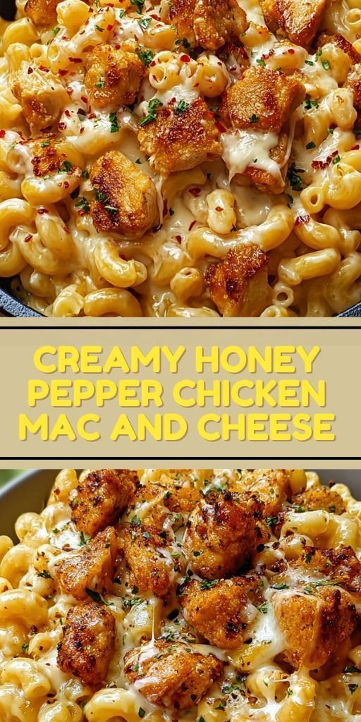 Sweet & Spicy Honey Pepper Chicken Mac ‘n’ Cheese Comfort Bake