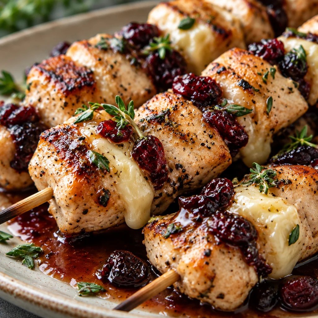 Delicious Cranberry Brie Chicken Skewers