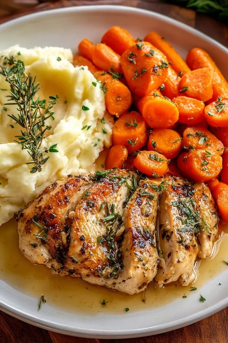 There’s something incredibly satisfying about settling in for a cozy dinner that feels like a warm hug on a plate. … | Chicken breast with carrots and mashed potatoes, Ideas of dinner, Quick meals to cook for dinner