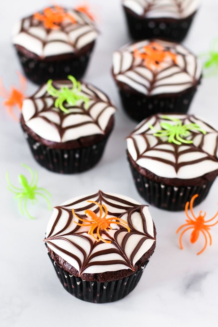 Gluten Free Vegan Chocolate Spiderweb Cupcakes
