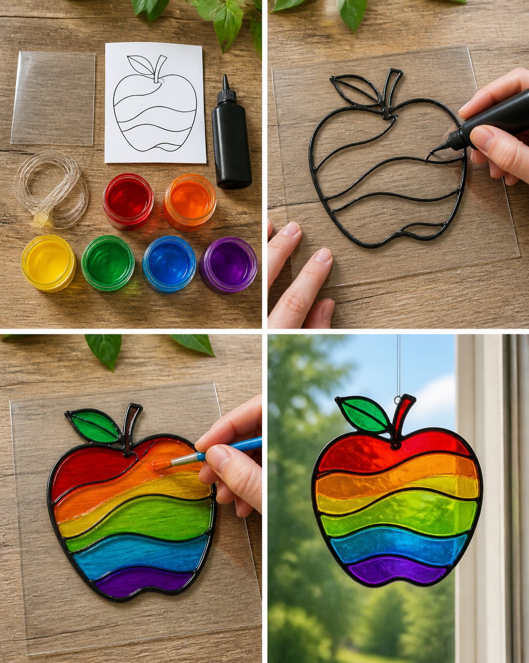 Rainbow Stained-Glass Apple Suncatcher Becomes Cozy 5 Rainbow Stained-Glass Apple Suncatcher