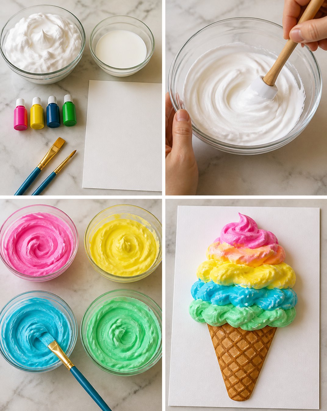 Puffy Rainbow Ice Cream Paint for Kids: Easy DIY Craft 4 Puffy Rainbow Ice Cream Paint Kids Love