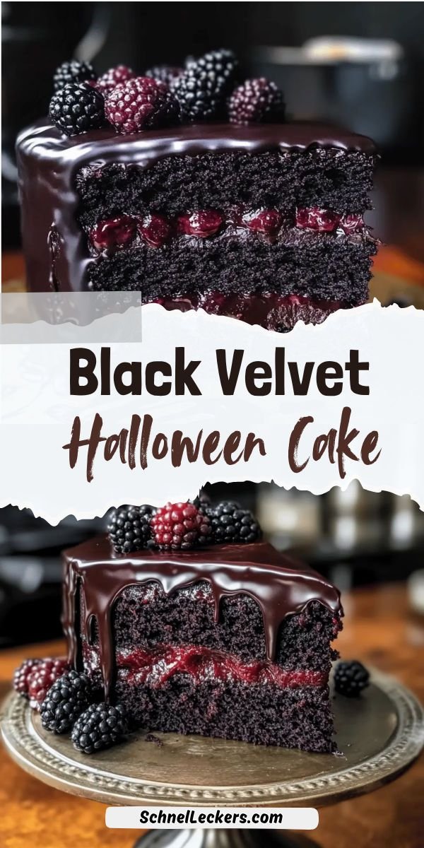 Black Velvet Halloween Cake – mit Brombeerfüllung