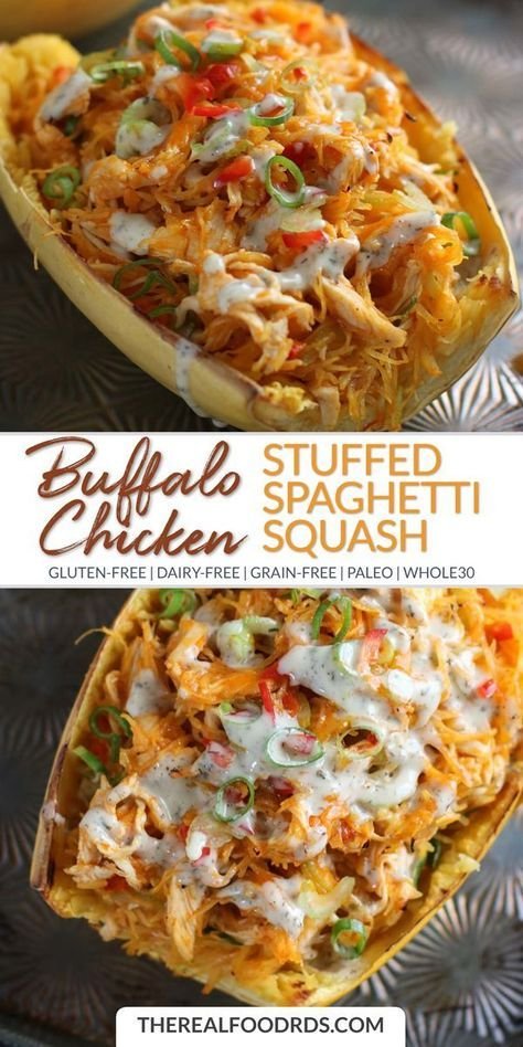 Buffalo Chicken Stuffed Spaghetti Squash