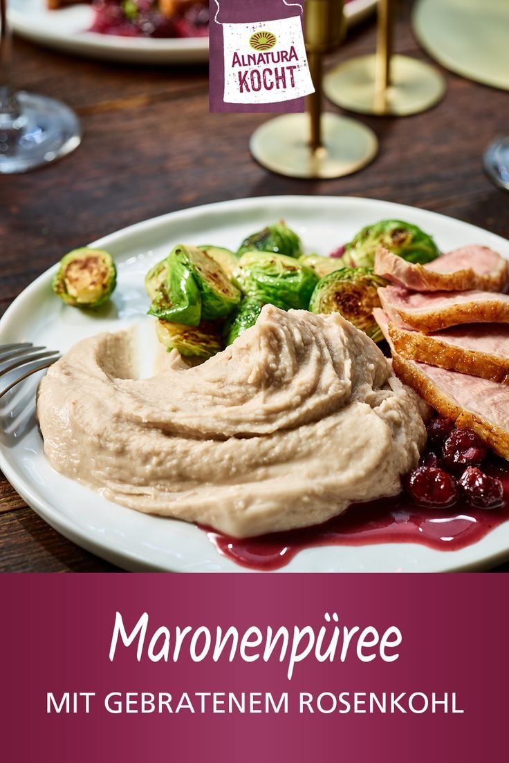 Maronenpüree mit gebratenem Rosenkohl – vegetarisch Schmausen